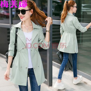 梅美娜 风衣女中长款2...
